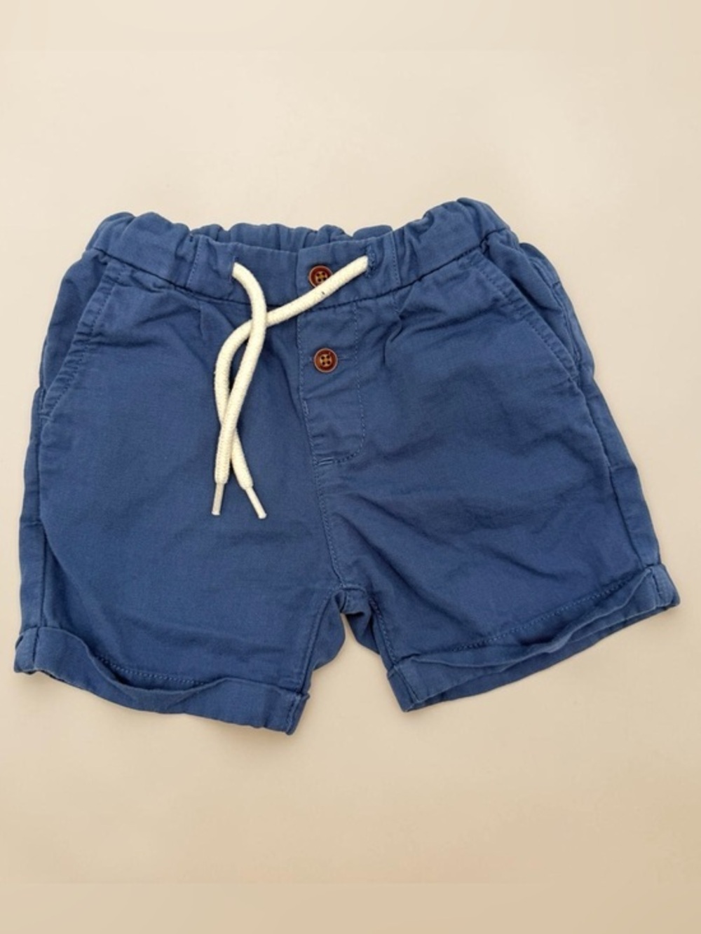 Mayoral Navy Blue Cotton Pull-On Shorts with Drawstring Linen Blend 12 Months
